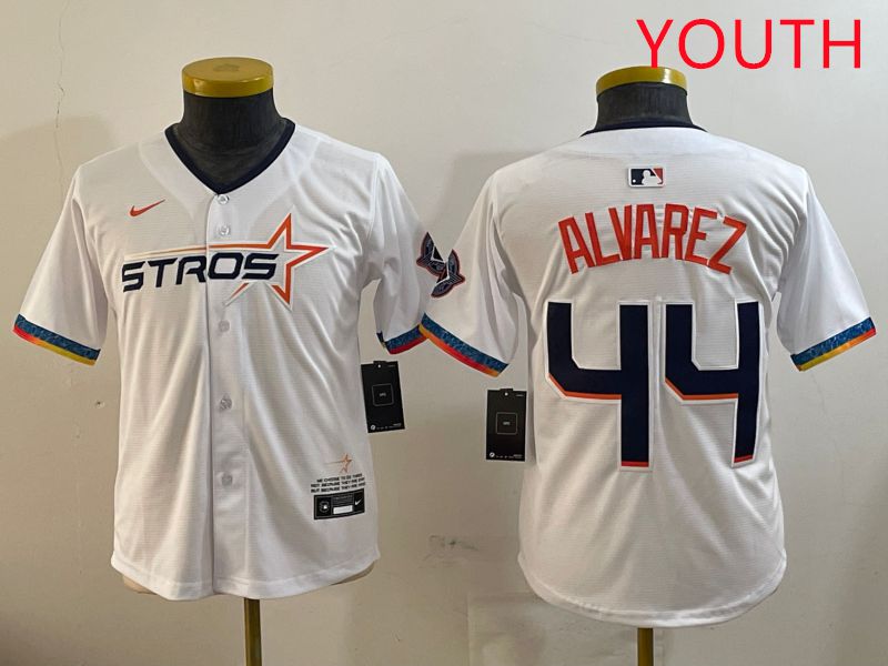 Youth Houston Astros 44 Alvarez White Fourth generation Joint Name 2025 Nike MLB Jersey style 1